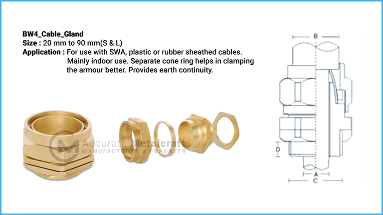 PNAF Cable Glands for Unarmored Cables (Female Thread for Flexible Conduit  Coupling)